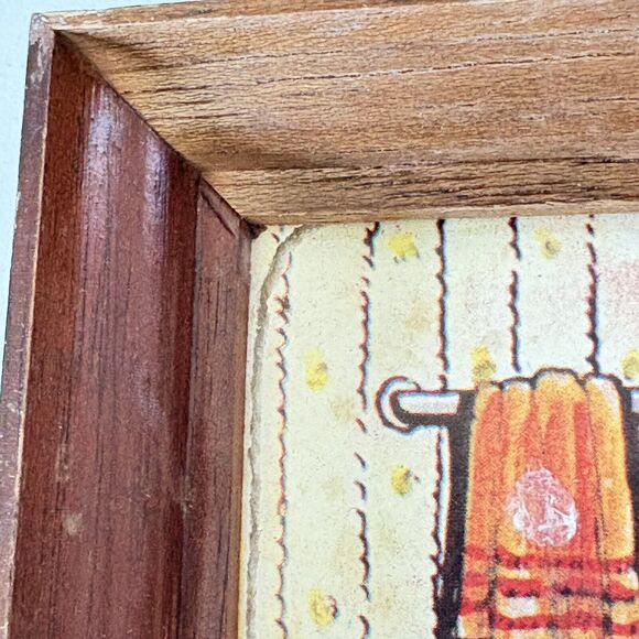 Vtg HOME SWEET HOME Bathroom 3d Paper Wood Plaque Wall Hanging Retro 70’s 6”x5” - Picture 7 of 11